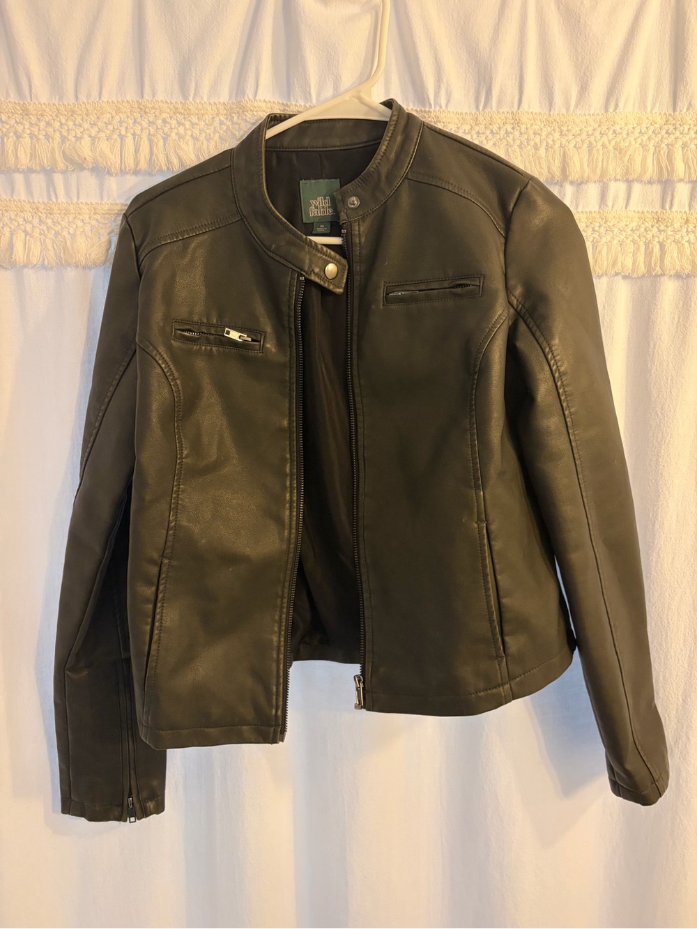 wild fable faded black/gray Faux Leather Moto Jacket